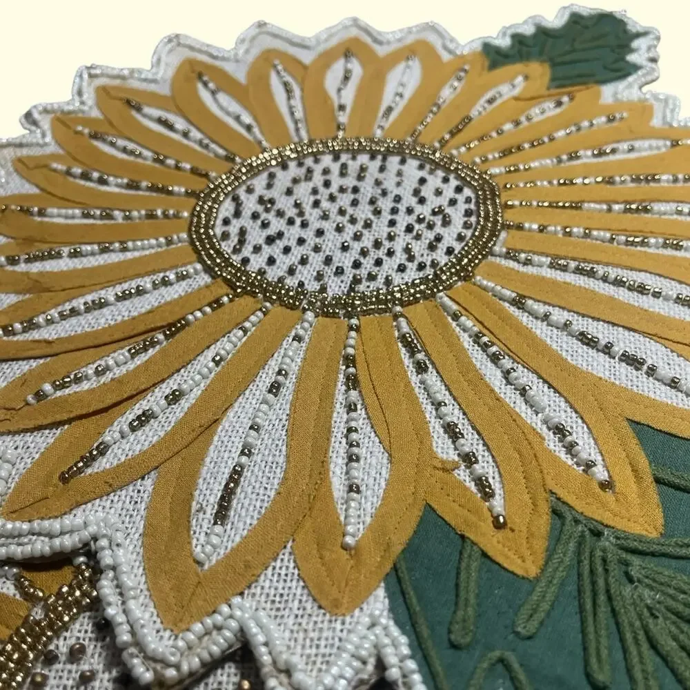 Celebrate Together Set of 3 Beaded & Sequined Sunflower Place Mats 16